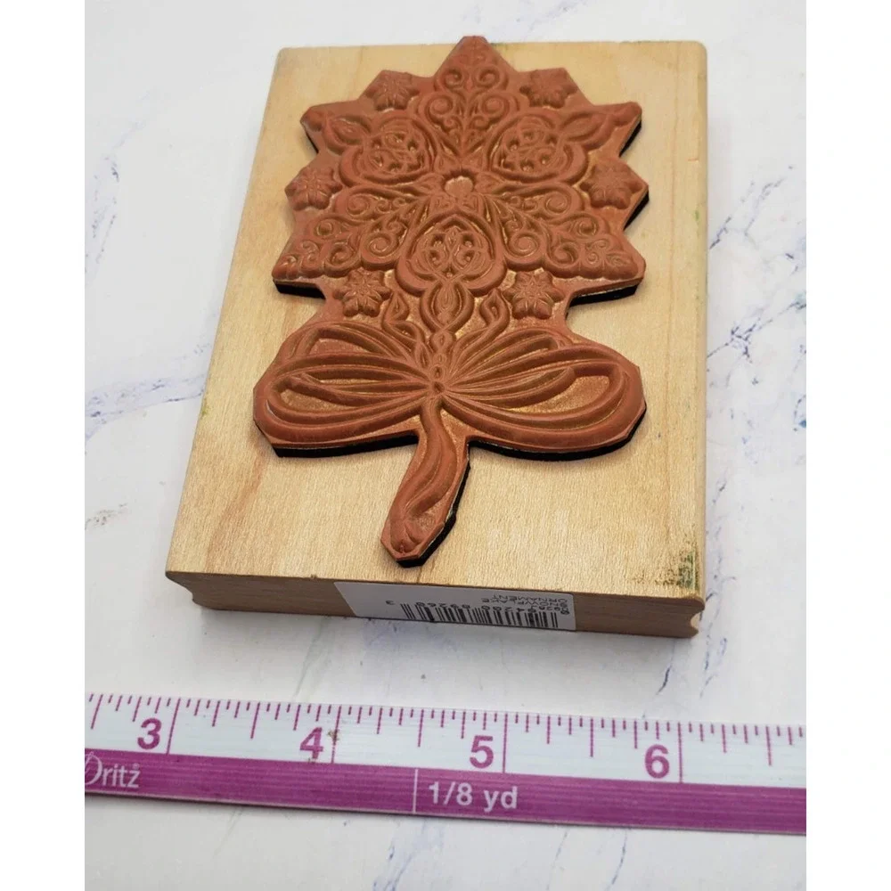 Ornamental Snowflake All Night Media Holiday Christmas Wood Mounted Rubber Stamp
